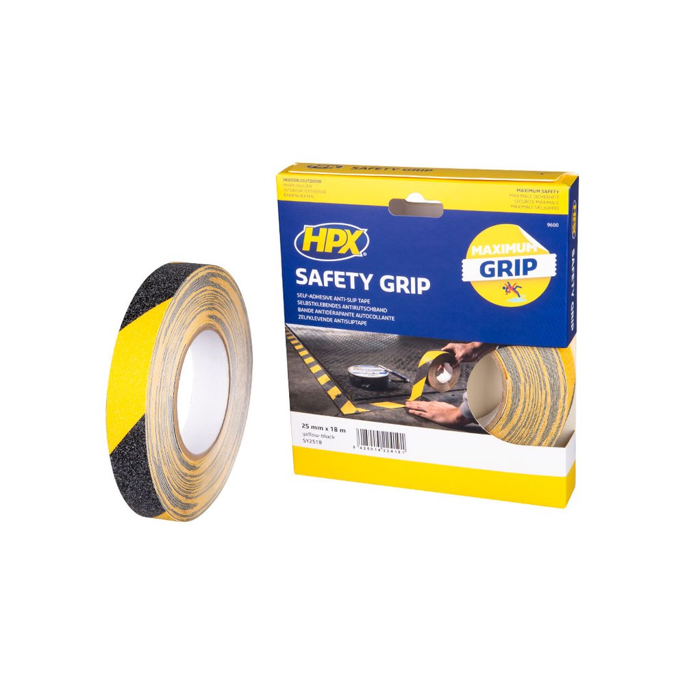 Fita Anti-Derrapante Amarelo/Preta - 25 mm x 18 m